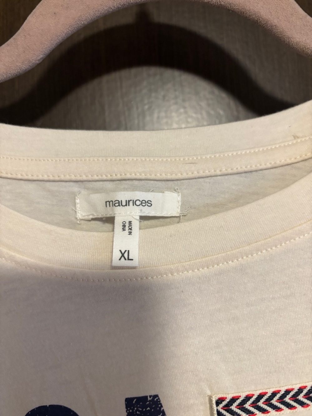 Maurices Cream Short Sleeve Tee with Embroidered Patch Detail - Picture 2 of 7